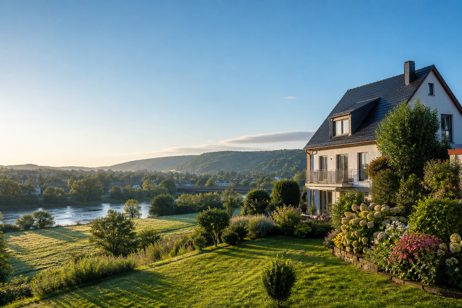 Wohnhaus in grüner Umgebung als Sinnbild für Wohneigentum